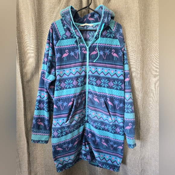 Chubbies Loungewear Fleece Hooded Romper Flamingo Tropical Men’s Large - Picture 1 of 4